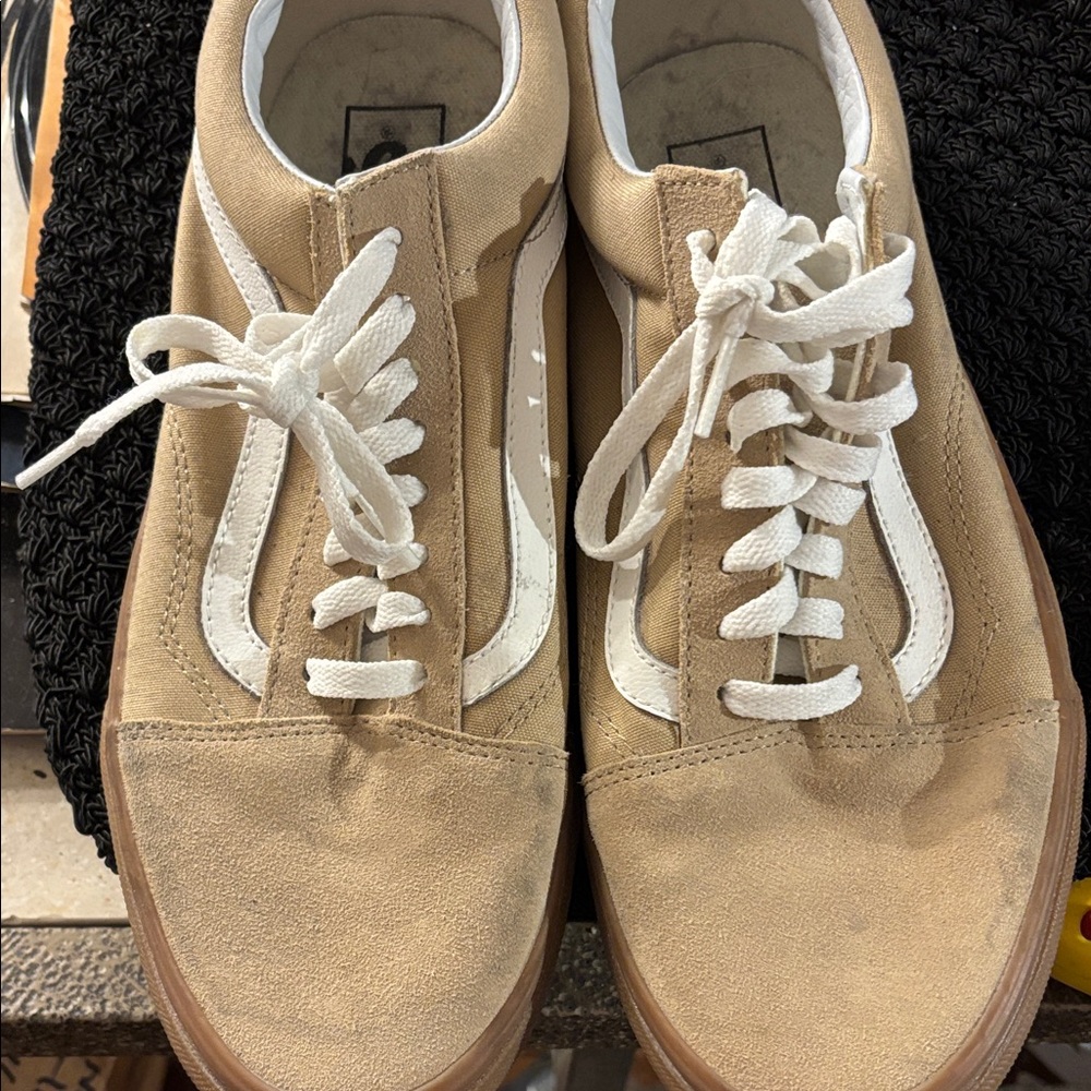 Vans Tan and White Men's Sneakers 10